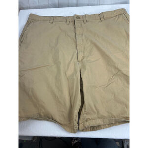 Men’s Wrangler Flat Front Mid-Rise Chino Shorts Size 48 Tan Casual Khaki EUC